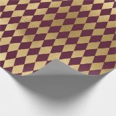 Vintage Paris Burgundy Red en Gold Diamond Cadeaupapier (Hoek)