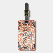 Vintage Paris Damask Bagagelabel (Voorkant verticaal)