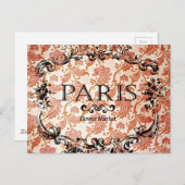 Vintage Paris Damask Briefkaart (Voorkant / Achterkant)