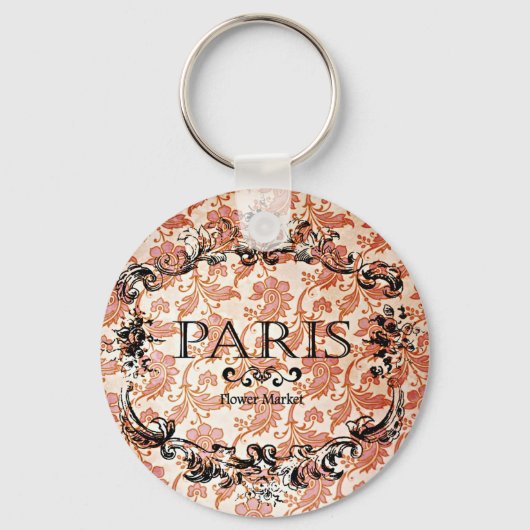 Vintage Paris Damask Sleutelhanger (Voorkant)
