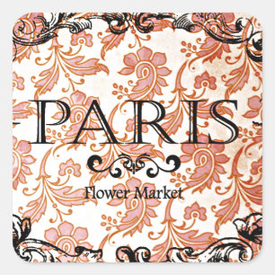 Vintage Paris Damask Vierkante Sticker