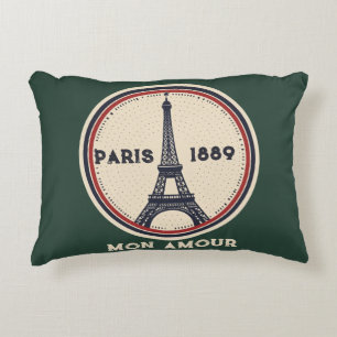 Vintage Paris Eiffeltoren 1889 Reisstempel Accent Kussen