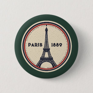 Vintage Paris Eiffeltoren 1889 Stempel Knop Ronde Button 5,7 Cm