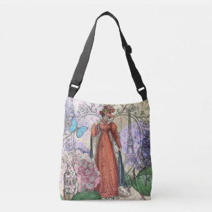 Vintage Paris Eiffeltoren Collage Romantisch Frans Crossbody Tas