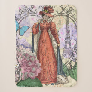 Vintage Paris Eiffeltoren Collage Romantisch Frans Sherpa Deken