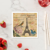 Vintage Paris Feest Franse Botanische Eiffeltoren  Servet (Insitu)
