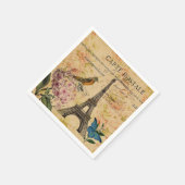 Vintage Paris Feest Franse Botanische Eiffeltoren  Servet (Hoek)