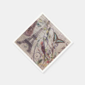 Vintage Paris Feest Franse Botanische Eiffeltoren  Servet (Hoek)