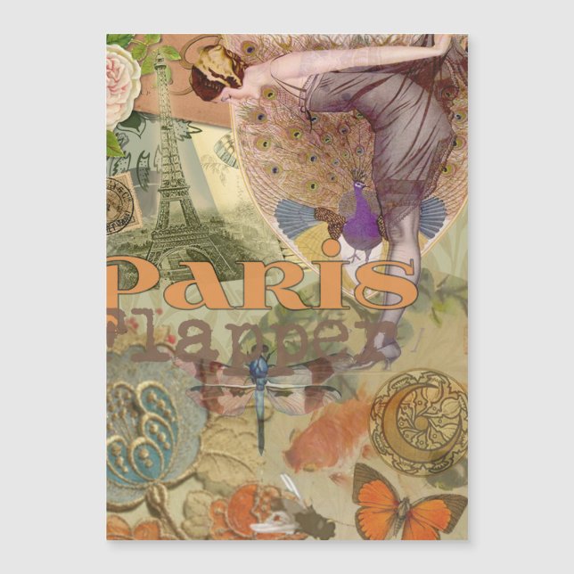Vintage Paris Flapper Art Deco Pauw Collage (Voorkant)