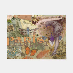 Vintage Paris Flapper Art Deco Pauw Collage Deurmat