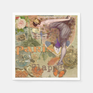 Vintage Paris Flapper Art Deco Pauw Collage Servet