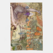 Vintage Paris Flapper Art Deco Pauw Collage Theedoek (Verticaal)