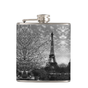 Vintage Paris Fontain Chaillot Tower Eiffel nacht Heupfles