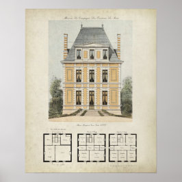 Vintage Paris France Architecture Drawing no. 3 Poster