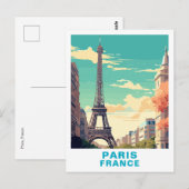 Vintage Paris, France Eiffel Tower Briefkaart (Voorkant / Achterkant)