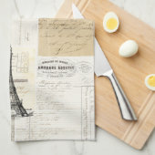 Vintage Paris French Ephemera Kitchen Towel Theedoek (Quarter Fold)