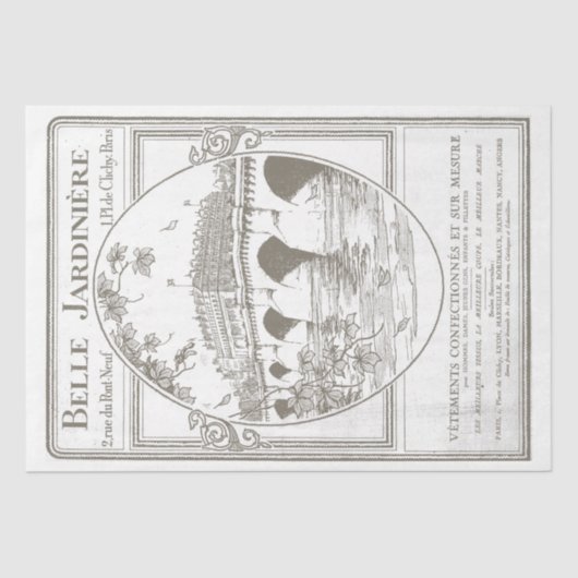 Vintage Paris Garden Poster Franse ontkoppeling Tissuepapier (Voorkant)