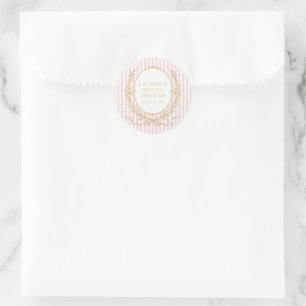Vintage Paris Glam Roze Streep Bruidsfeest Ronde Sticker
