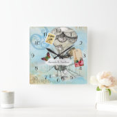 Vintage Paris Huwelijk Commemorative Steampunk Vierkante Klok (Huis)