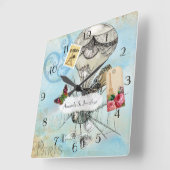 Vintage Paris Huwelijk Commemorative Steampunk Vierkante Klok (Hoek)