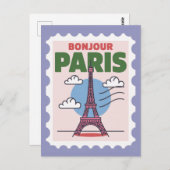 Vintage Paris Iconic Eiffel Tower French City Briefkaart (Voorkant / Achterkant)