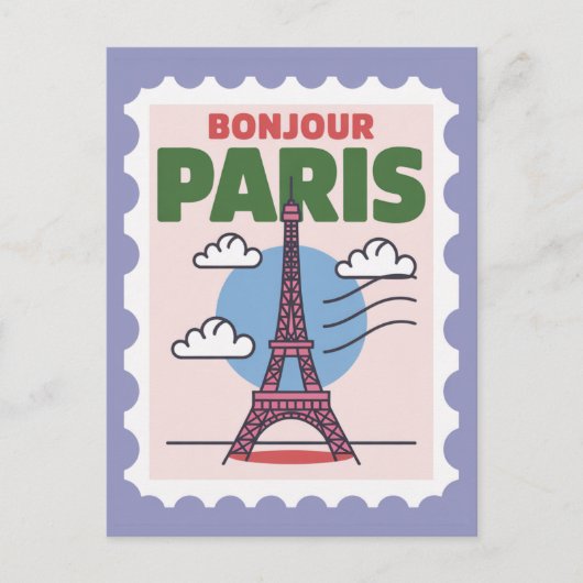 Vintage Paris Iconic Eiffel Tower French City Briefkaart (Voorkant)