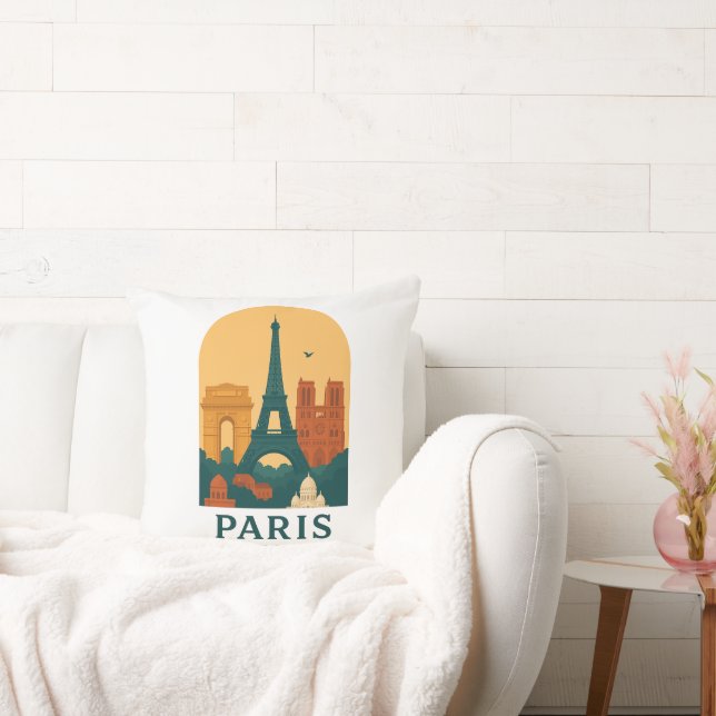 Vintage Paris Kussen – Notre Dame Kathedraal  (Bank)