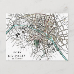 Vintage Paris Map Briefkaart