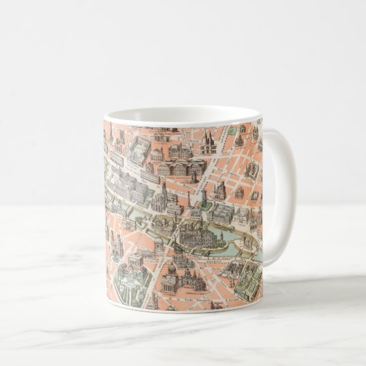 Vintage Paris Map Coffee Mok (Voorkant rechts)