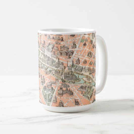 Vintage Paris Map Coffee Mok (Voorkant rechts)