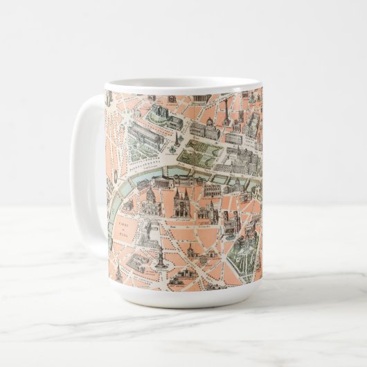 Vintage Paris Map Coffee Mok (Voorkant links)