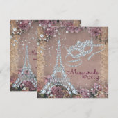 Vintage Paris Maskerade Feest Kaart (Voorkant / Achterkant)