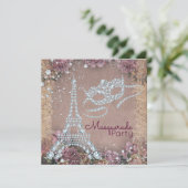 Vintage Paris Maskerade Feest Kaart (Staand voorkant)