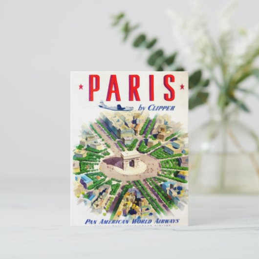 Vintage Paris Pan American Adv Briefkaart (Staand voorkant)