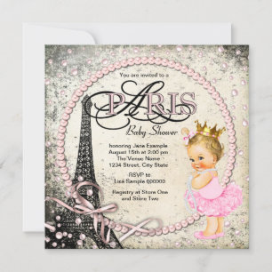 Vintage Paris Parel Baby Shower Kaart
