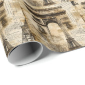 Vintage Paris Pattern – Eiffel Tower Landmarks Cadeaupapier (Rol Hoek)