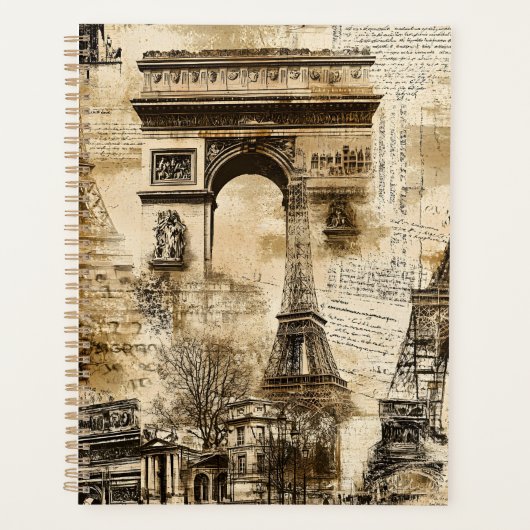 Vintage Paris Pattern – Eiffel Tower Landmarks Planner (Voorkant)
