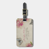 Vintage Paris Peonies Gepersonaliseerd label Bagagelabel (Voorkant verticaal)