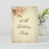 Vintage Paris Postmarks Chic Rozen 60th Birthday Kaart (Staand voorkant)