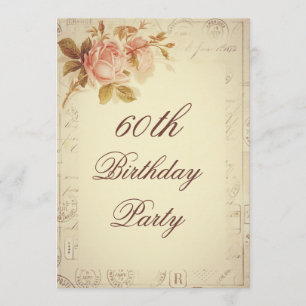 Vintage Paris Postmarks Chic Rozen 60th Birthday Kaart