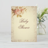 Vintage Paris Postmarks Chic Rozen Baby shower Kaart (Staand voorkant)