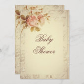 Vintage Paris Postmarks Chic Rozen Baby shower Kaart (Voorkant / Achterkant)