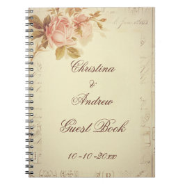 Vintage Paris Postmarks Chic Rozen Guest Book Notitieboek