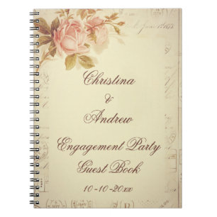 Vintage Paris Postmarks Chic Rozen Guest Book Notitieboek