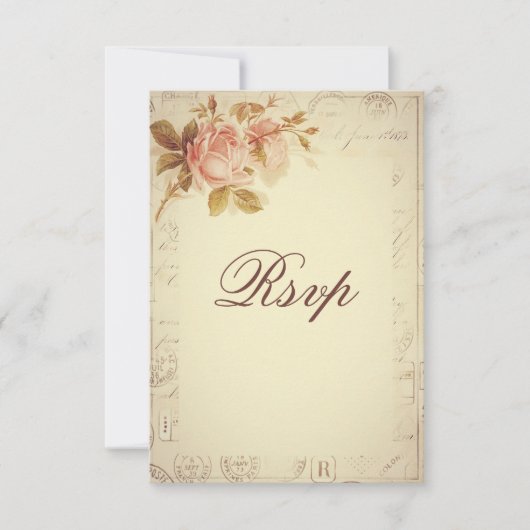 Vintage Paris Postmarks Chic Rozen RSVP (Voorkant)