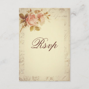 Vintage Paris Postmarks Chic Rozen RSVP Kaartje