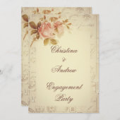 Vintage Paris Postmarks Chic Rozen Verloving Kaart (Voorkant / Achterkant)