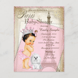 Vintage Paris Prinses Baby Shower Kaart