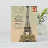 Vintage Paris Quinceanera 15 Verjaardag Uitnodigen Kaart (Staand voorkant)