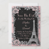 Vintage Paris Roze Roze Zilver Save The Date  (Voorkant)